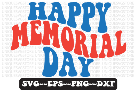 Happy Memorial Day Wavy Retro Svg Design Review